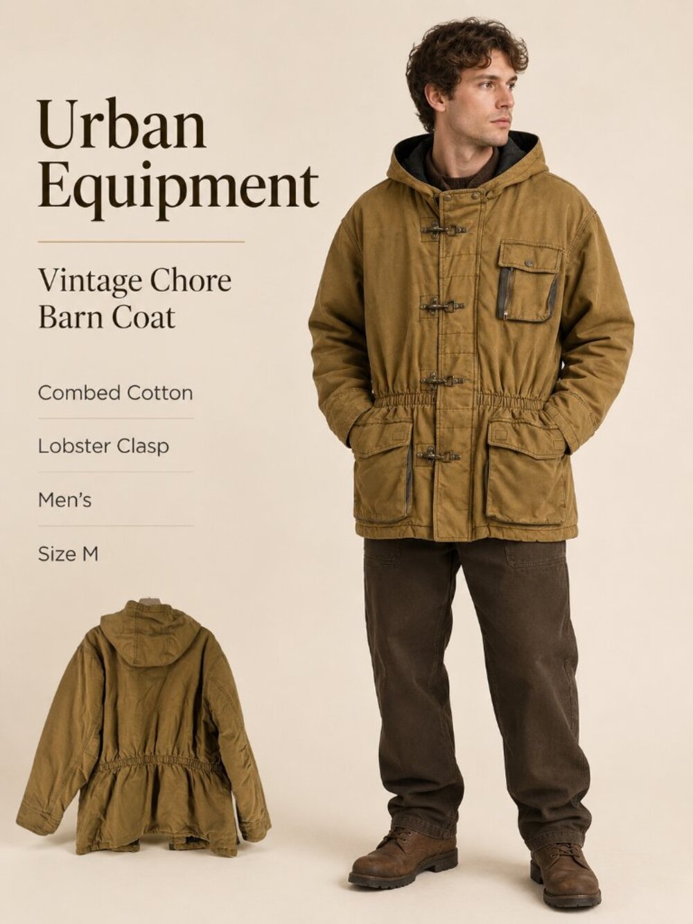 Urban Equipments Vintage Combed Cotton Lobster Clasp Men's‎ Chore Barn Coat